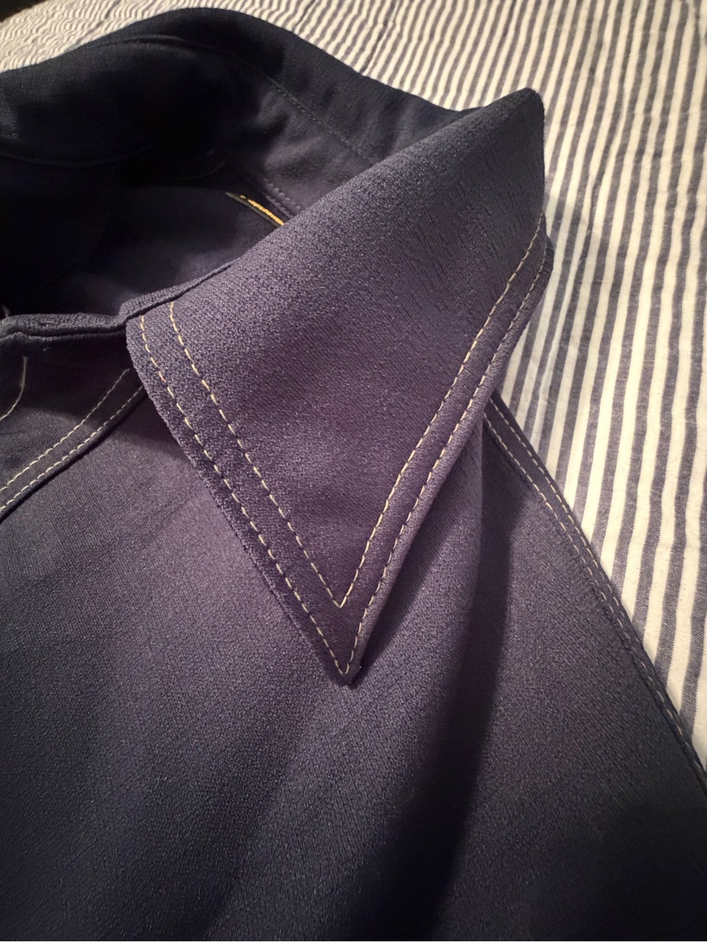 Mens M Vintage Blue 2Pc Suit Western Stitched Jacket Bottom Pants Retro See Pics - Picture 9 of 16